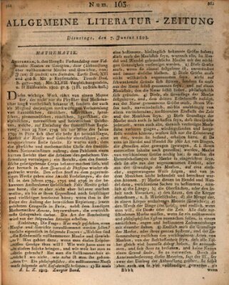 Allgemeine Literatur-Zeitung (Literarisches Zentralblatt für Deutschland) Dienstag 7. Juni 1803