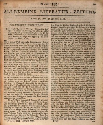 Allgemeine Literatur-Zeitung (Literarisches Zentralblatt für Deutschland) Montag 27. Juni 1803