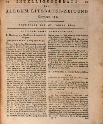 Allgemeine Literatur-Zeitung (Literarisches Zentralblatt für Deutschland) Samstag 4. Juni 1803