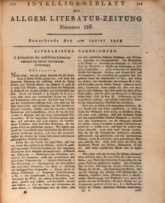 Allgemeine Literatur-Zeitung (Literarisches Zentralblatt für Deutschland) Samstag 11. Juni 1803