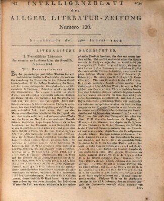 Allgemeine Literatur-Zeitung (Literarisches Zentralblatt für Deutschland) Samstag 25. Juni 1803