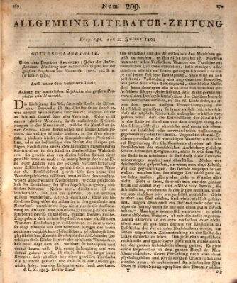 Allgemeine Literatur-Zeitung (Literarisches Zentralblatt für Deutschland) Freitag 22. Juli 1803