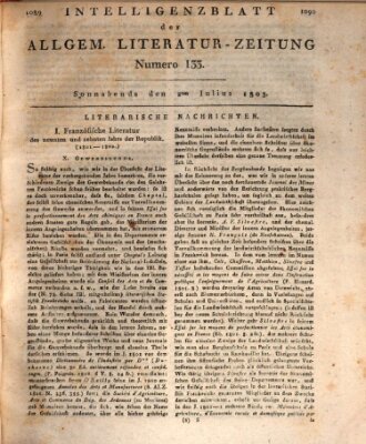 Allgemeine Literatur-Zeitung (Literarisches Zentralblatt für Deutschland) Samstag 2. Juli 1803