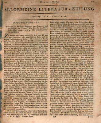 Allgemeine Literatur-Zeitung (Literarisches Zentralblatt für Deutschland) Montag 1. August 1803