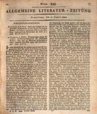 Allgemeine Literatur-Zeitung (Literarisches Zentralblatt für Deutschland) Donnerstag 11. August 1803