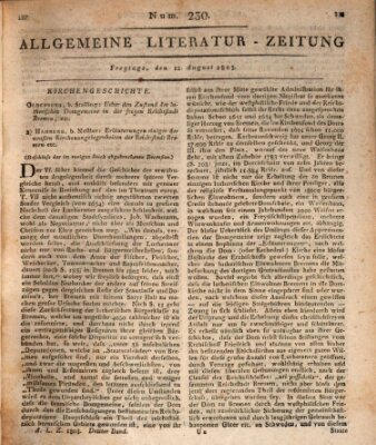 Allgemeine Literatur-Zeitung (Literarisches Zentralblatt für Deutschland) Freitag 12. August 1803