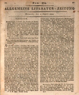 Allgemeine Literatur-Zeitung (Literarisches Zentralblatt für Deutschland) Mittwoch 17. August 1803