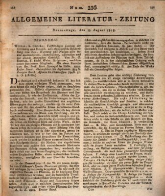 Allgemeine Literatur-Zeitung (Literarisches Zentralblatt für Deutschland) Donnerstag 18. August 1803