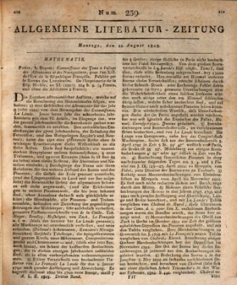 Allgemeine Literatur-Zeitung (Literarisches Zentralblatt für Deutschland) Montag 22. August 1803