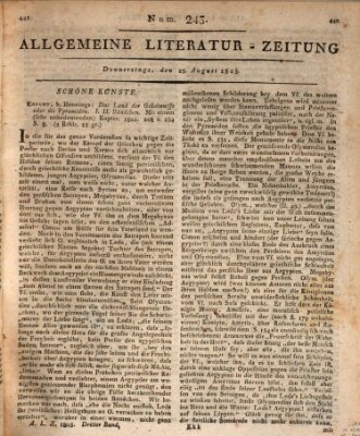 Allgemeine Literatur-Zeitung (Literarisches Zentralblatt für Deutschland) Donnerstag 25. August 1803