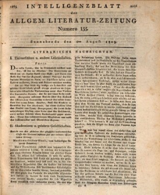 Allgemeine Literatur-Zeitung (Literarisches Zentralblatt für Deutschland) Samstag 6. August 1803