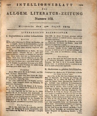 Allgemeine Literatur-Zeitung (Literarisches Zentralblatt für Deutschland) Mittwoch 17. August 1803