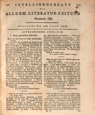 Allgemeine Literatur-Zeitung (Literarisches Zentralblatt für Deutschland) Samstag 27. August 1803