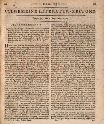 Allgemeine Literatur-Zeitung (Literarisches Zentralblatt für Deutschland) Freitag 2. September 1803