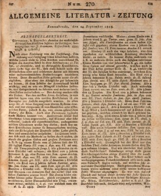 Allgemeine Literatur-Zeitung (Literarisches Zentralblatt für Deutschland) Samstag 24. September 1803