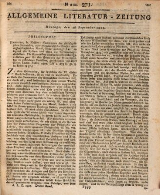 Allgemeine Literatur-Zeitung (Literarisches Zentralblatt für Deutschland) Montag 26. September 1803