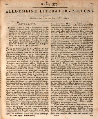 Allgemeine Literatur-Zeitung (Literarisches Zentralblatt für Deutschland) Mittwoch 28. September 1803