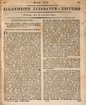 Allgemeine Literatur-Zeitung (Literarisches Zentralblatt für Deutschland) Freitag 30. September 1803