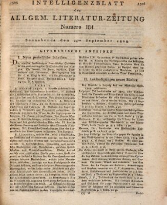 Allgemeine Literatur-Zeitung (Literarisches Zentralblatt für Deutschland) Samstag 24. September 1803