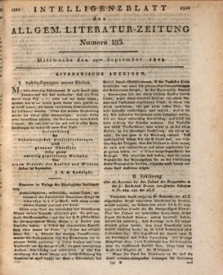 Allgemeine Literatur-Zeitung (Literarisches Zentralblatt für Deutschland) Mittwoch 28. September 1803