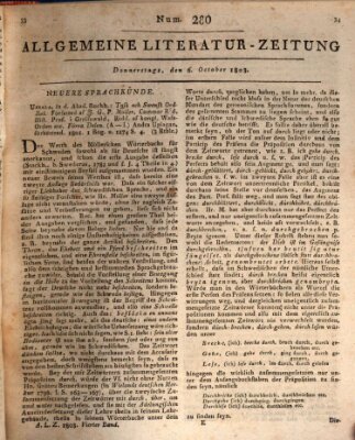 Allgemeine Literatur-Zeitung (Literarisches Zentralblatt für Deutschland) Donnerstag 6. Oktober 1803