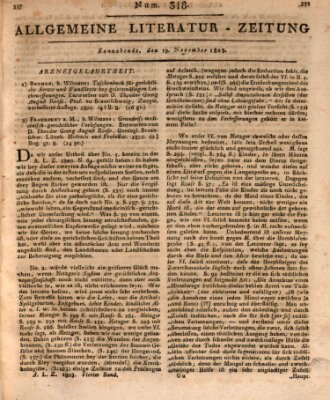 Allgemeine Literatur-Zeitung (Literarisches Zentralblatt für Deutschland) Samstag 19. November 1803