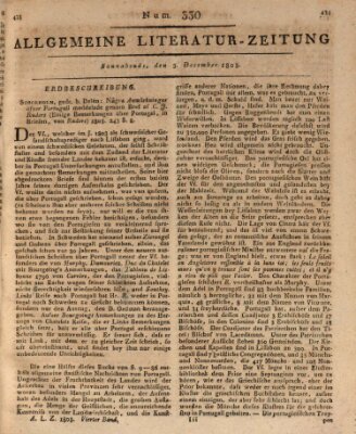 Allgemeine Literatur-Zeitung (Literarisches Zentralblatt für Deutschland) Samstag 3. Dezember 1803