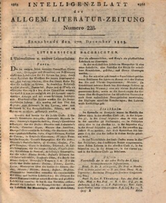 Allgemeine Literatur-Zeitung (Literarisches Zentralblatt für Deutschland) Samstag 17. Dezember 1803