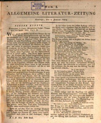 Allgemeine Literatur-Zeitung (Literarisches Zentralblatt für Deutschland) Montag 2. Januar 1804