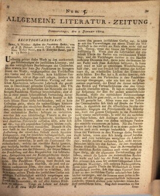 Allgemeine Literatur-Zeitung (Literarisches Zentralblatt für Deutschland) Donnerstag 5. Januar 1804