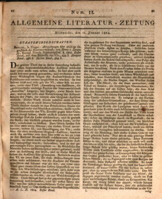 Allgemeine Literatur-Zeitung (Literarisches Zentralblatt für Deutschland) Mittwoch 11. Januar 1804