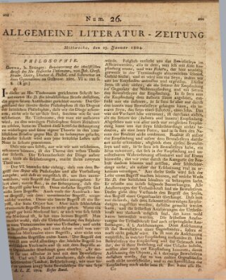 Allgemeine Literatur-Zeitung (Literarisches Zentralblatt für Deutschland) Mittwoch 25. Januar 1804