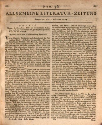 Allgemeine Literatur-Zeitung (Literarisches Zentralblatt für Deutschland) Freitag 3. Februar 1804