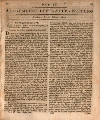 Allgemeine Literatur-Zeitung (Literarisches Zentralblatt für Deutschland) Freitag 17. Februar 1804