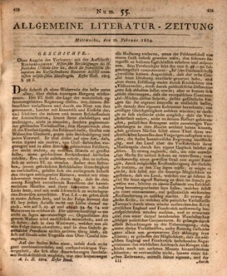 Allgemeine Literatur-Zeitung (Literarisches Zentralblatt für Deutschland) Mittwoch 22. Februar 1804