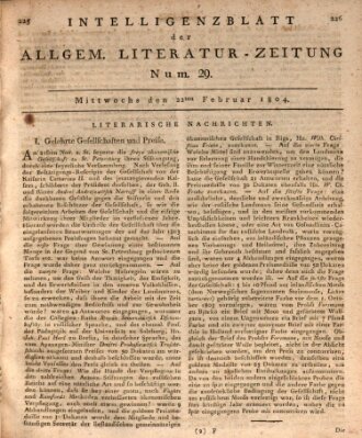 Allgemeine Literatur-Zeitung (Literarisches Zentralblatt für Deutschland) Mittwoch 22. Februar 1804