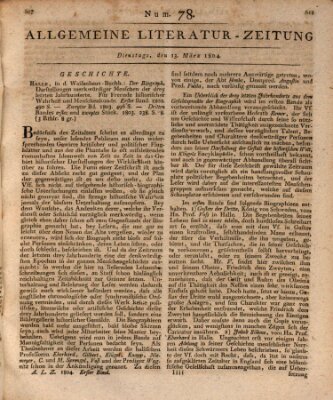 Allgemeine Literatur-Zeitung (Literarisches Zentralblatt für Deutschland) Dienstag 13. März 1804