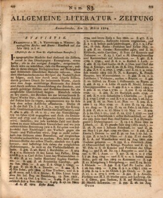 Allgemeine Literatur-Zeitung (Literarisches Zentralblatt für Deutschland) Samstag 17. März 1804