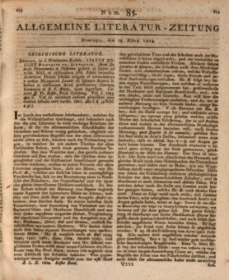 Allgemeine Literatur-Zeitung (Literarisches Zentralblatt für Deutschland) Montag 19. März 1804