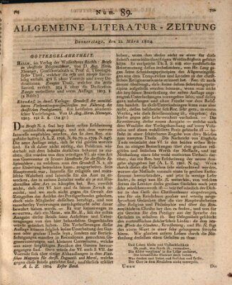 Allgemeine Literatur-Zeitung (Literarisches Zentralblatt für Deutschland) Donnerstag 22. März 1804