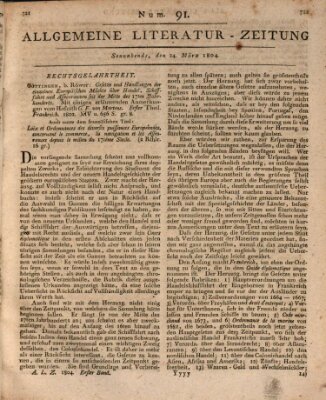 Allgemeine Literatur-Zeitung (Literarisches Zentralblatt für Deutschland) Samstag 24. März 1804