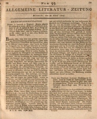 Allgemeine Literatur-Zeitung (Literarisches Zentralblatt für Deutschland) Mittwoch 28. März 1804