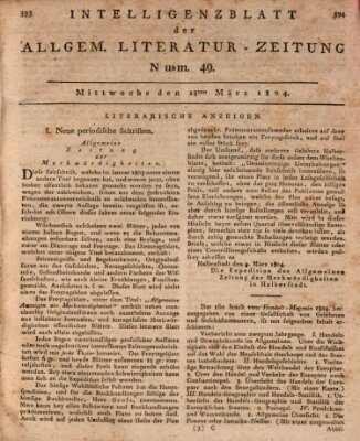 Allgemeine Literatur-Zeitung (Literarisches Zentralblatt für Deutschland) Mittwoch 28. März 1804