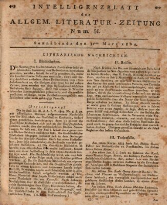 Allgemeine Literatur-Zeitung (Literarisches Zentralblatt für Deutschland) Samstag 31. März 1804