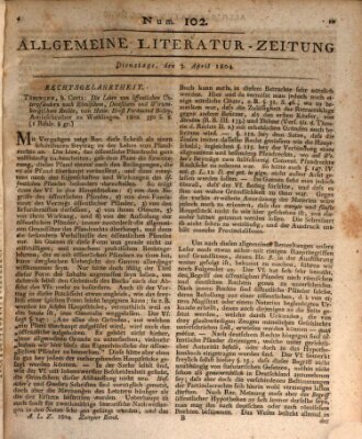 Allgemeine Literatur-Zeitung (Literarisches Zentralblatt für Deutschland) Dienstag 3. April 1804