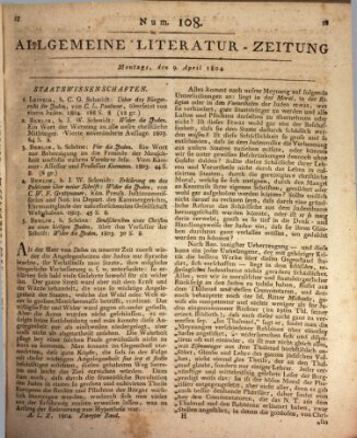 Allgemeine Literatur-Zeitung (Literarisches Zentralblatt für Deutschland) Montag 9. April 1804