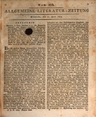 Allgemeine Literatur-Zeitung (Literarisches Zentralblatt für Deutschland) Mittwoch 11. April 1804