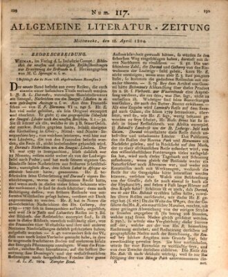 Allgemeine Literatur-Zeitung (Literarisches Zentralblatt für Deutschland) Mittwoch 18. April 1804