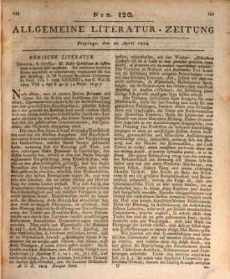 Allgemeine Literatur-Zeitung (Literarisches Zentralblatt für Deutschland) Freitag 20. April 1804