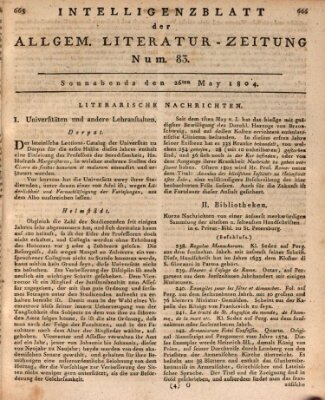Allgemeine Literatur-Zeitung (Literarisches Zentralblatt für Deutschland) Samstag 26. Mai 1804
